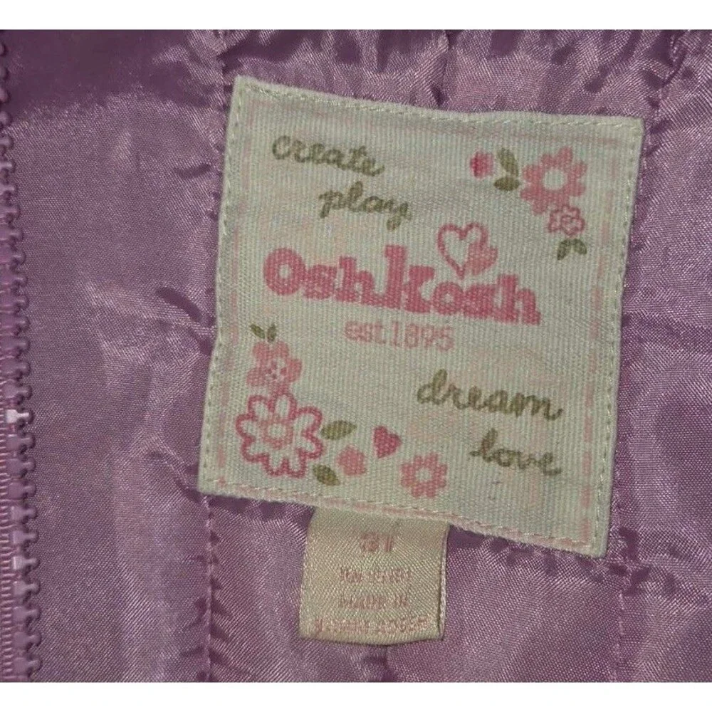 Oshkosh B’Gosh Girls Size 3T Purple Snow Bib Suit Pants Overalls